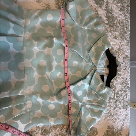 Bigio Collection sz 4 aquamarine minty Green Floral Mod Dress Peter Pan Collar - Picture 7 of 16